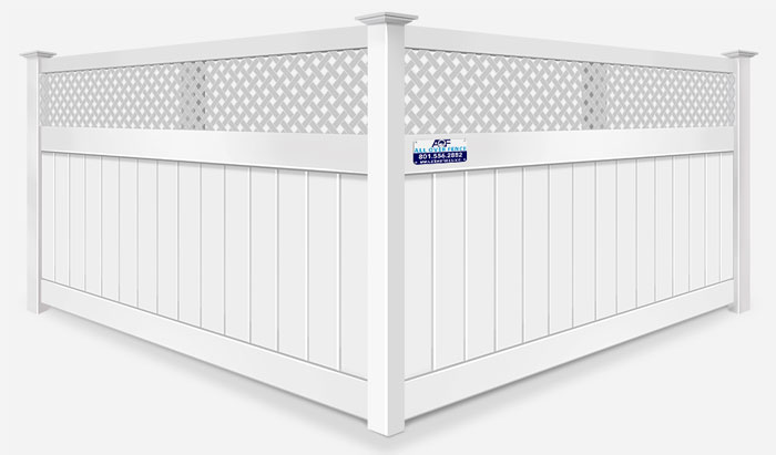 Decorative lattice top vinyl fence company in Magic Valley